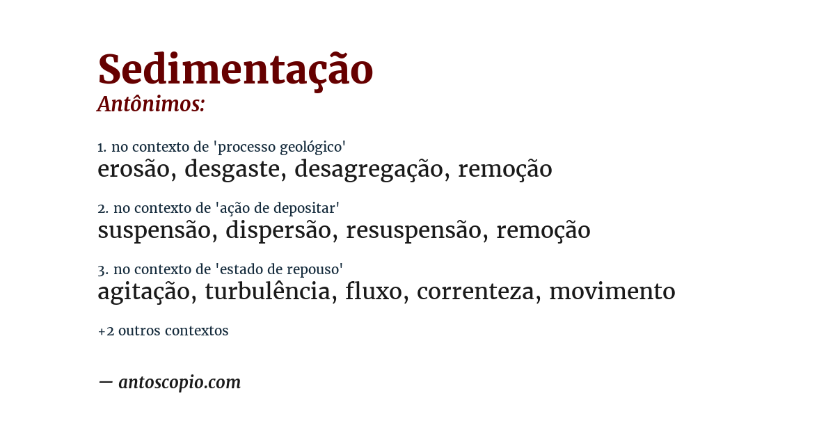 Antônimo de sedimentação