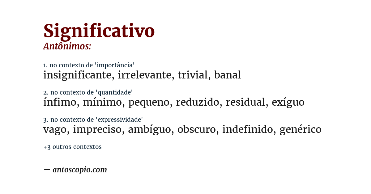 Antônimo de significativo