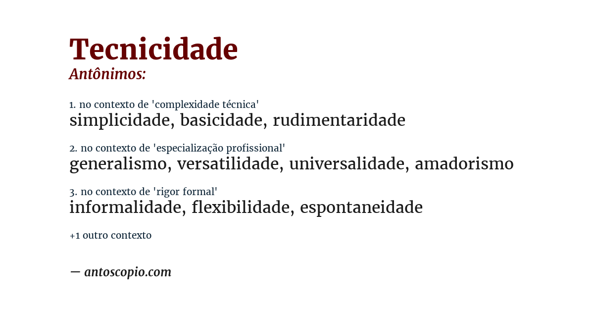 Antônimo de tecnicidade