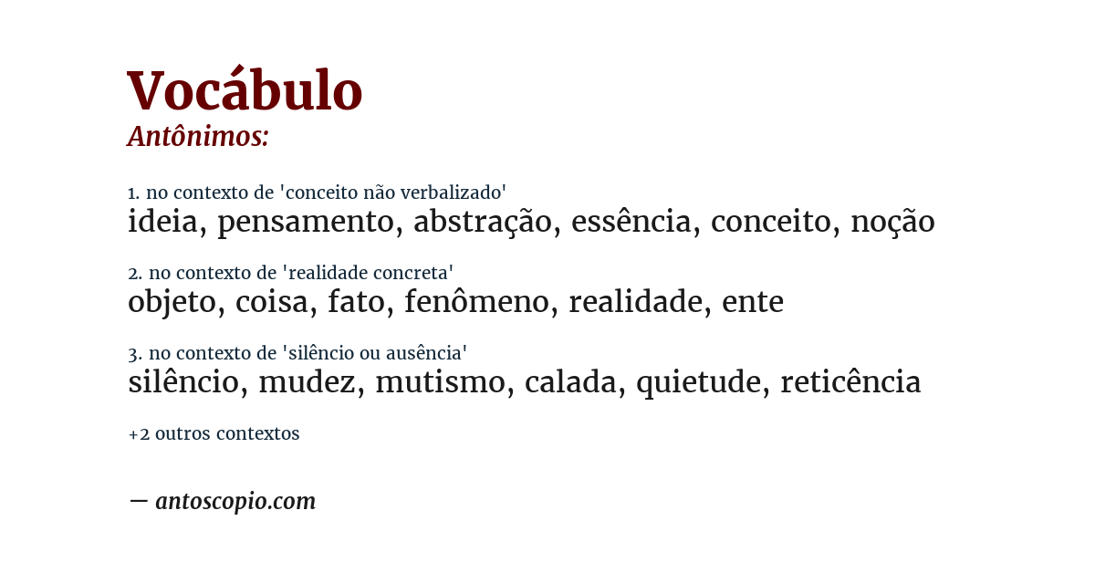 Antônimo de vocábulo