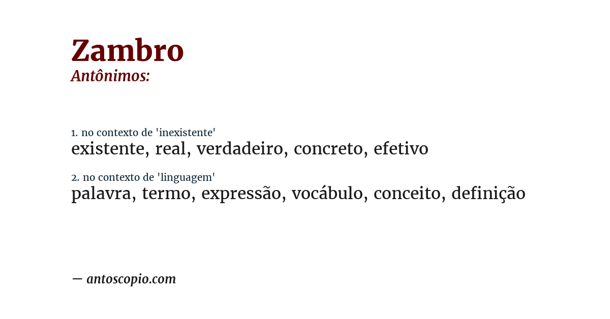 Antônimo de zambro