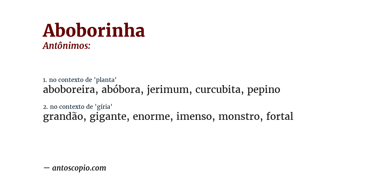 Antônimo de aboborinha
