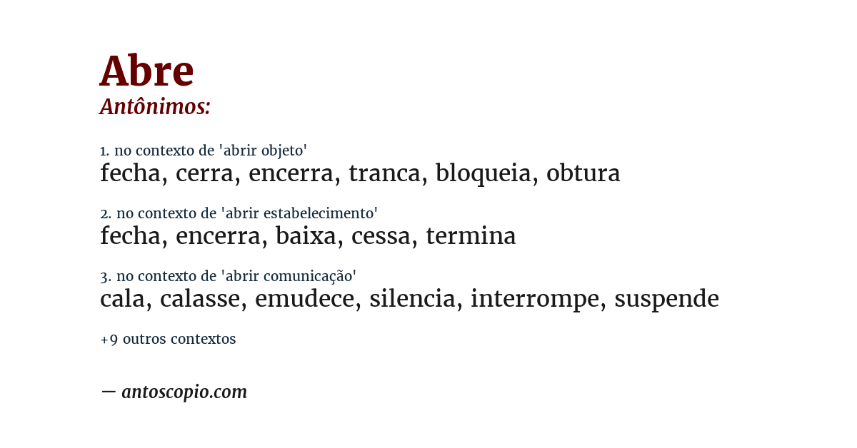 Antônimo de abre