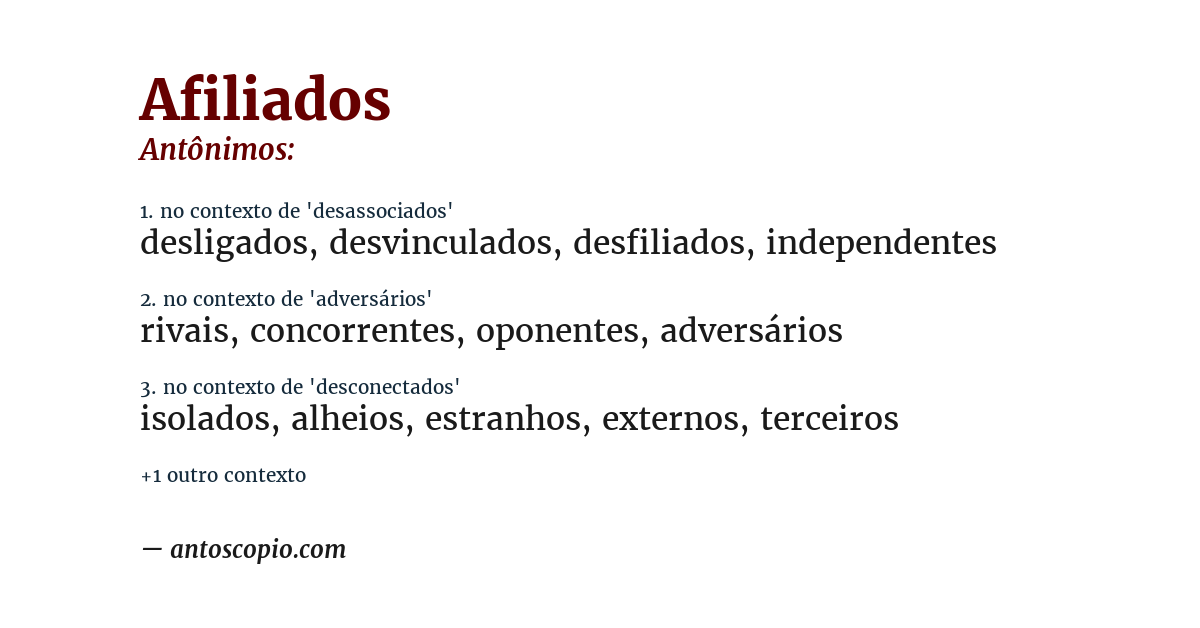 Antônimo de afiliados