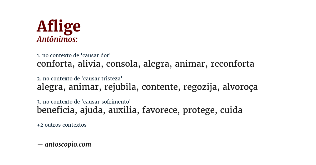 Antônimo de aflige