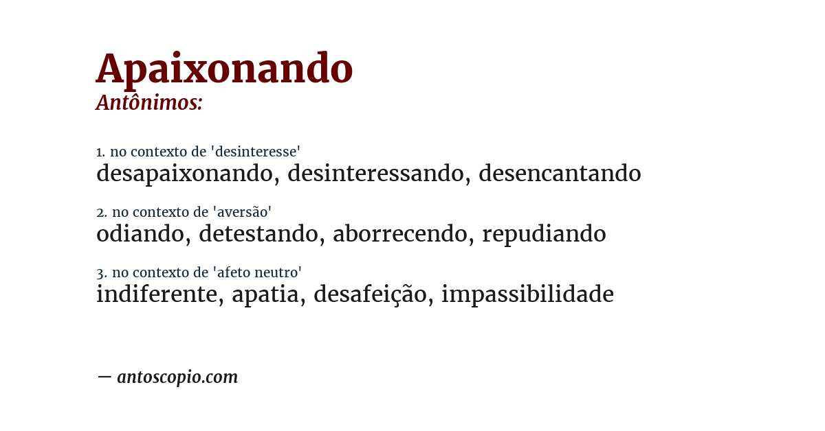 Antônimo de apaixonando