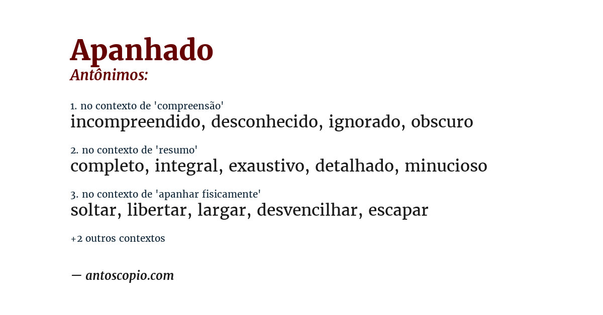 Antônimo de apanhado