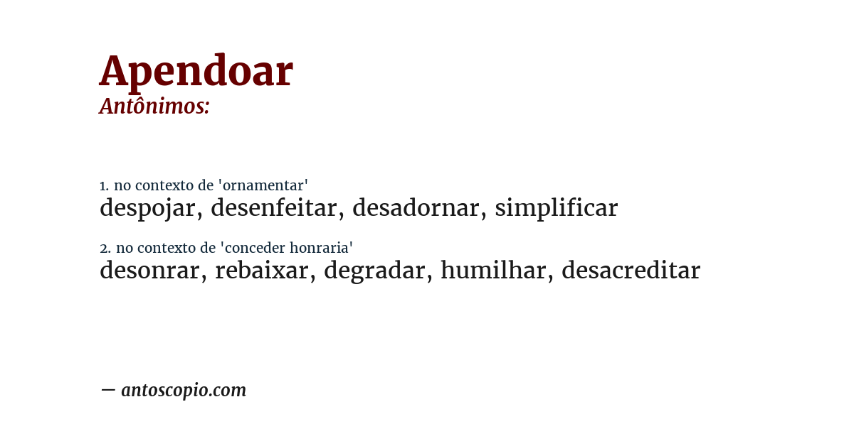 Antônimo de apendoar
