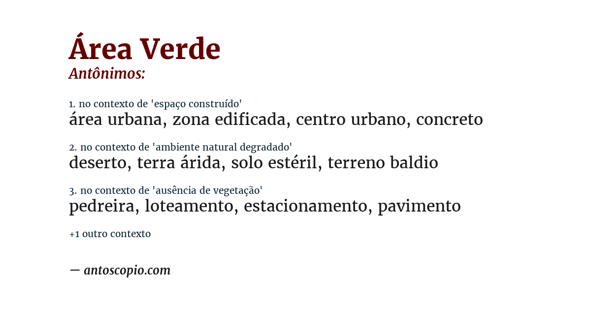 Antônimo de área verde