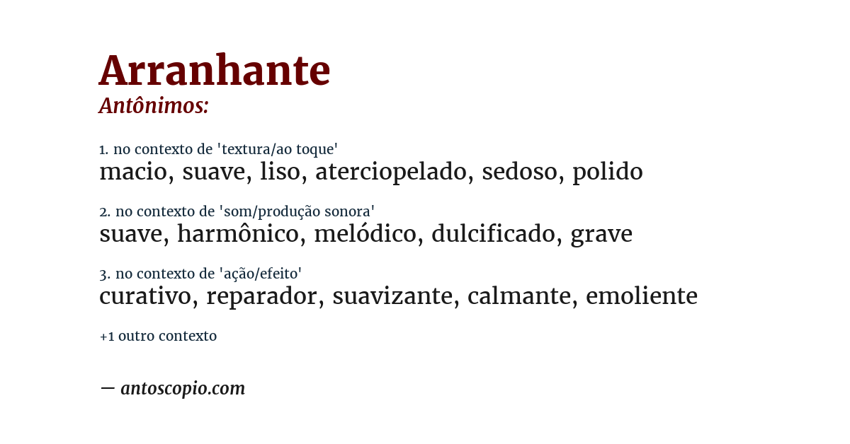 Antônimo de arranhante