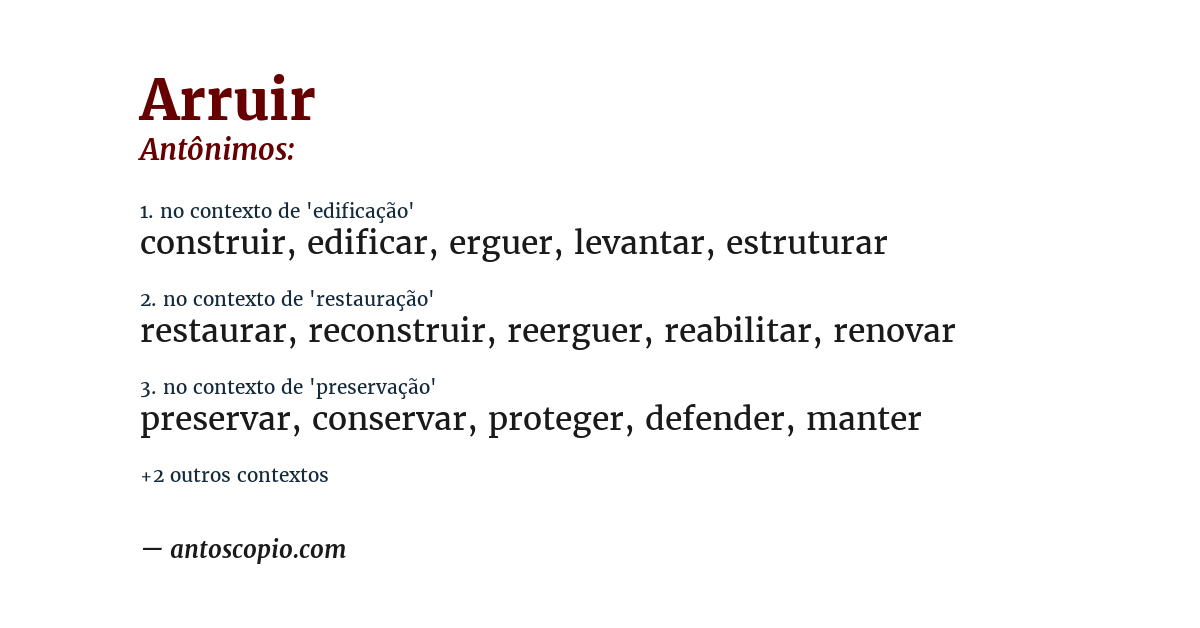 Antônimo de arruir