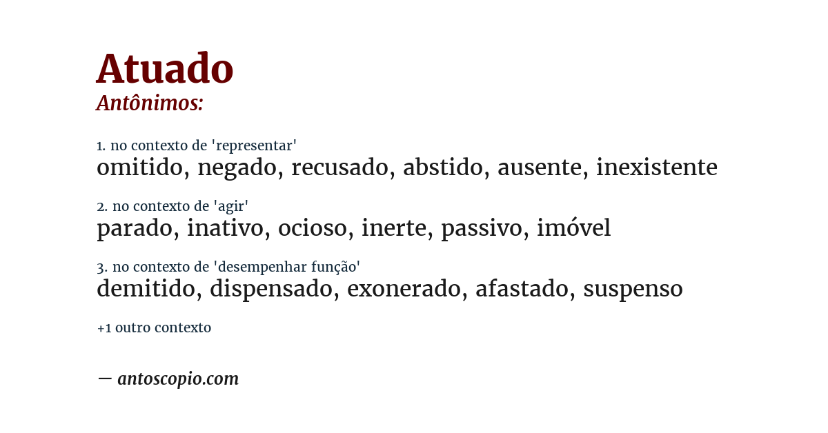 Antônimo de atuado