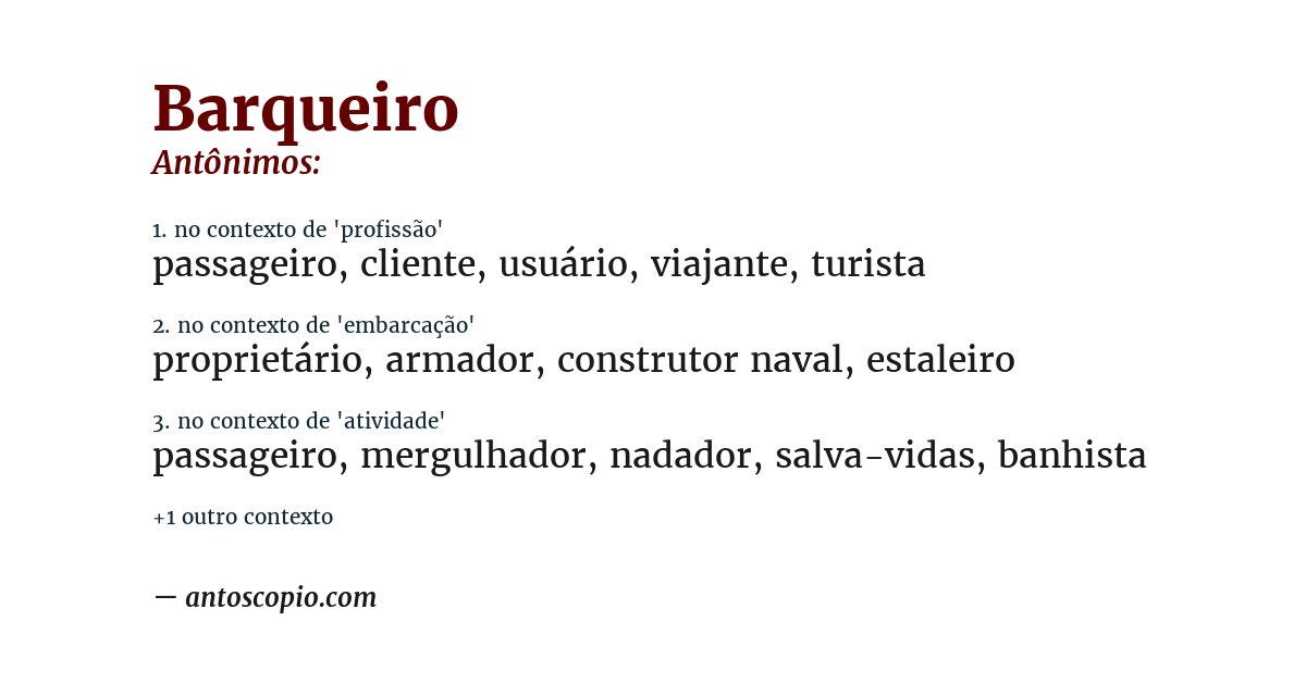 Antônimo de barqueiro