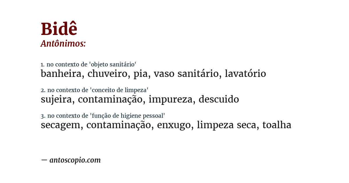 Antônimo de bidê