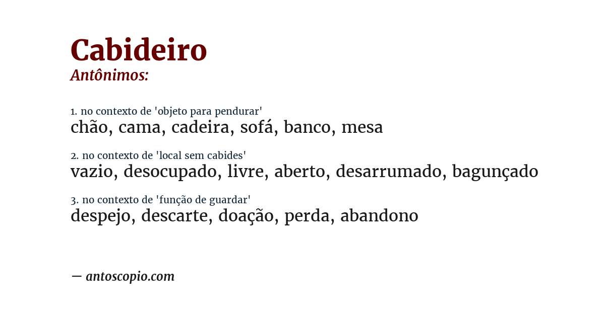 Antônimo de cabideiro
