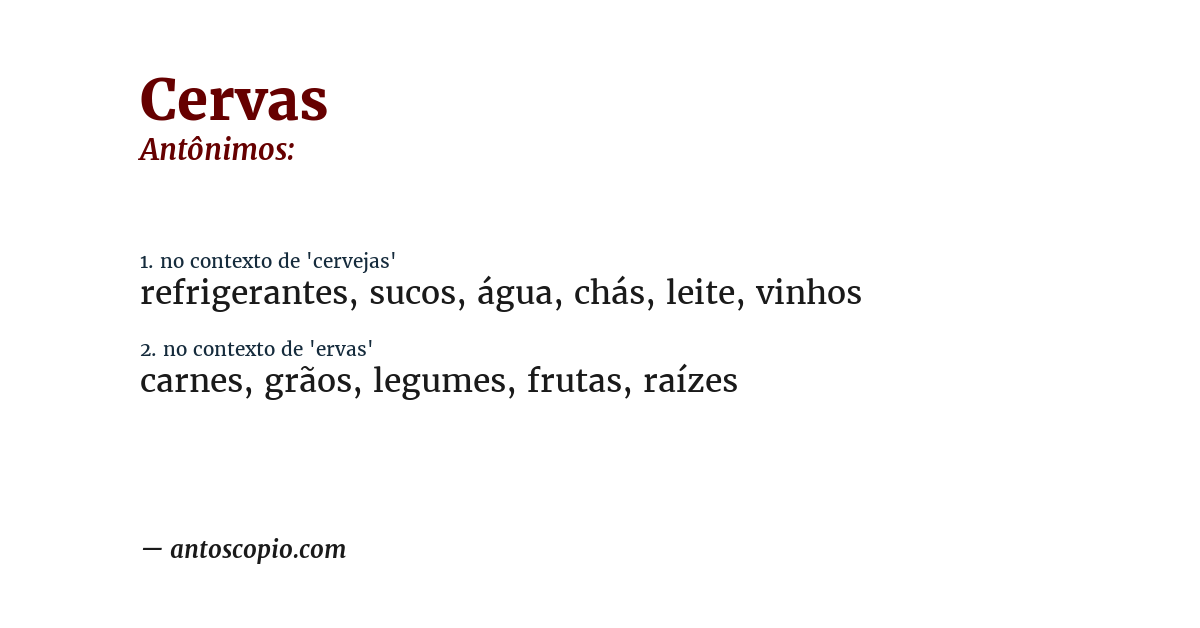 Antônimo de cervas