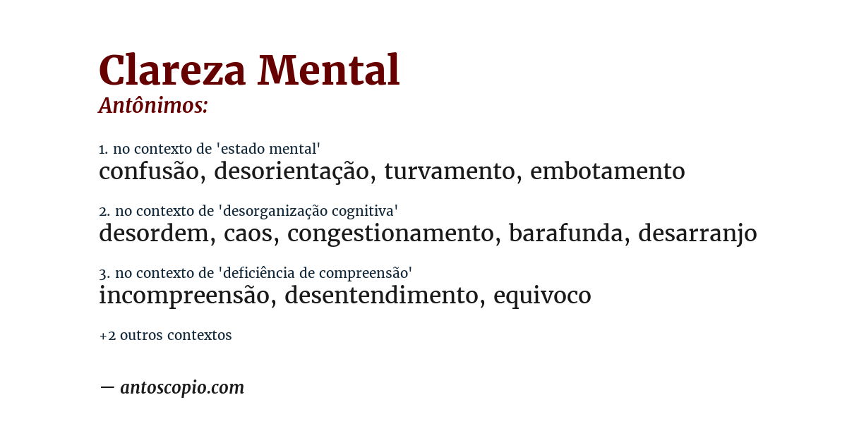 Antônimo de clareza mental