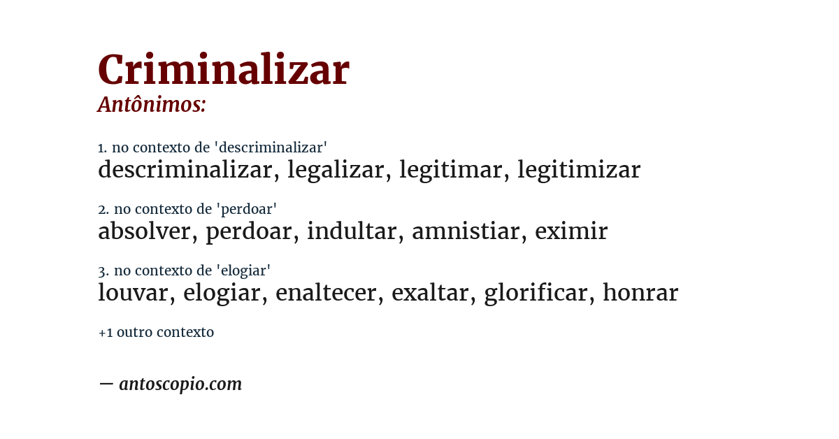 Antônimo de criminalizar