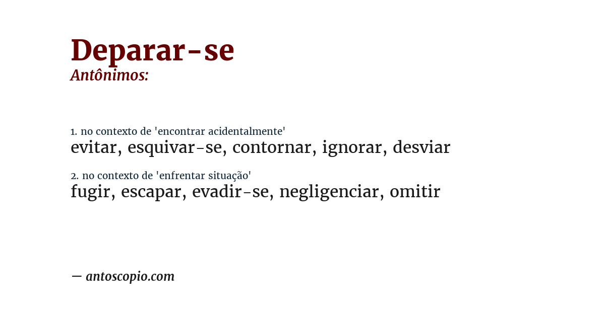 Antônimo de deparar-se