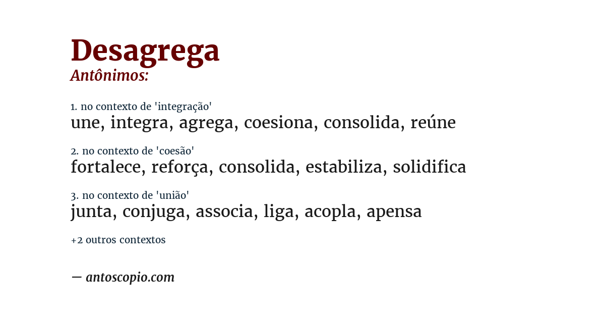 Antônimo de desagrega