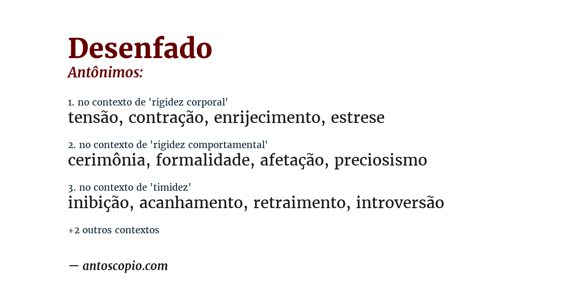 Antônimo de desenfado