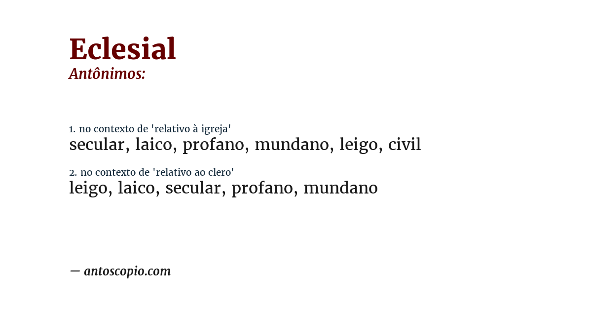 Antônimo de eclesial