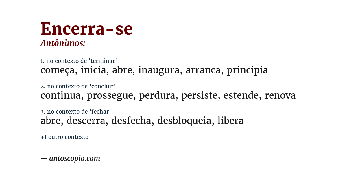 Antônimo de encerra-se