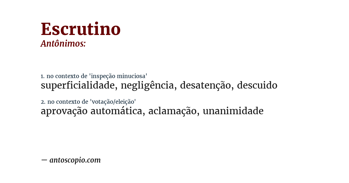 Antônimo de escrutino