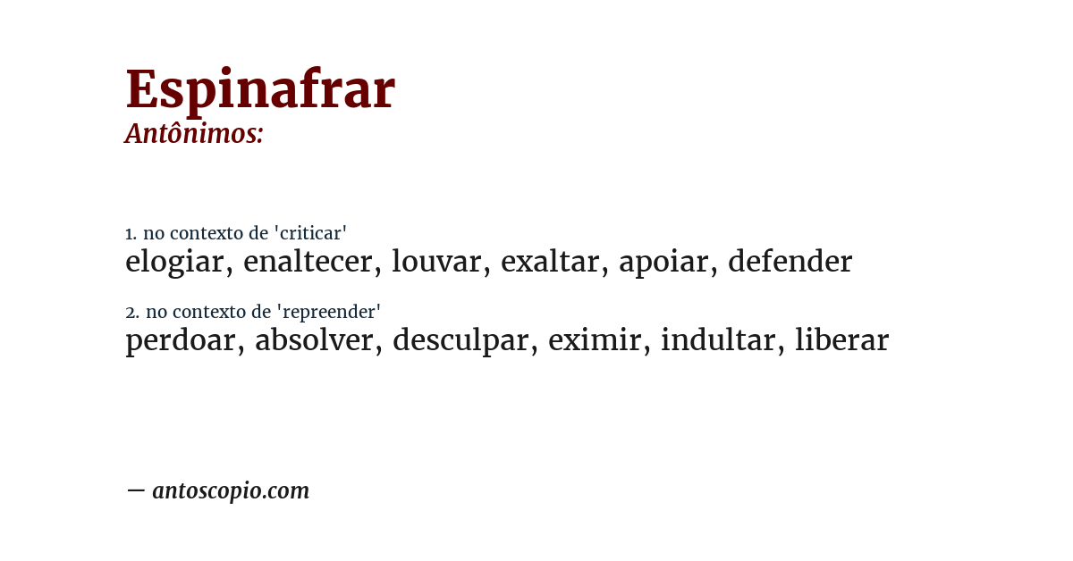 Antônimo de espinafrar