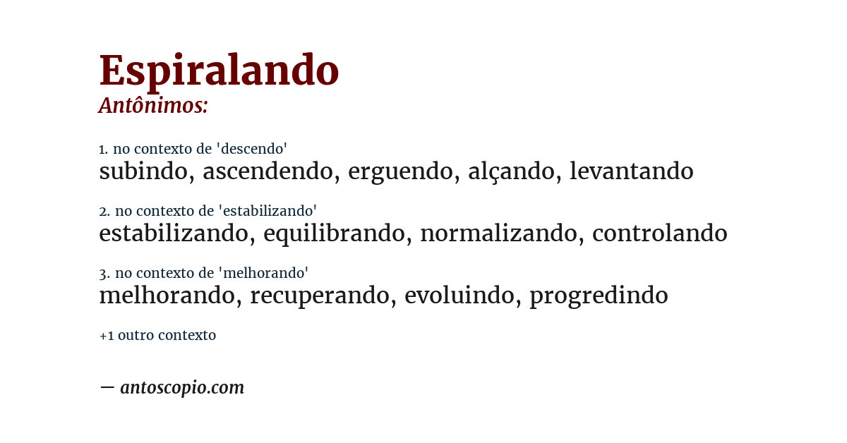 Antônimo de espiralando
