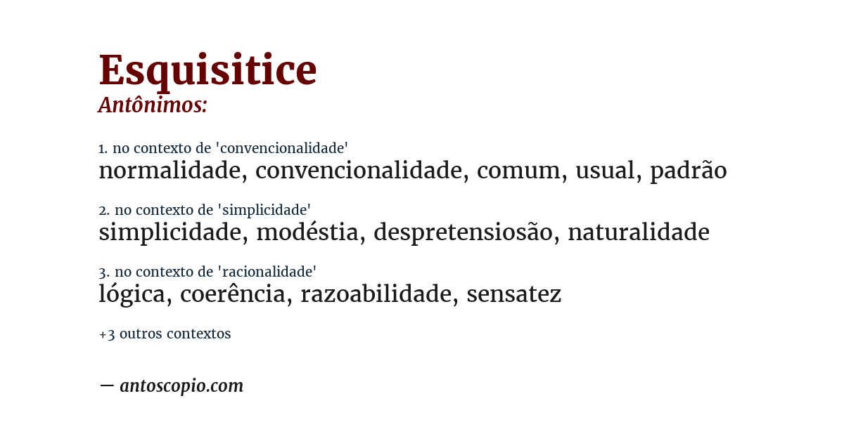 Antônimo de esquisitice