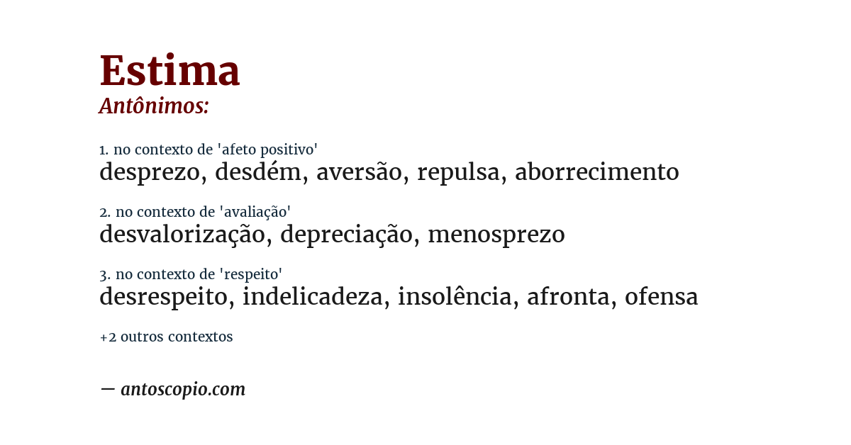 Antônimo de estima