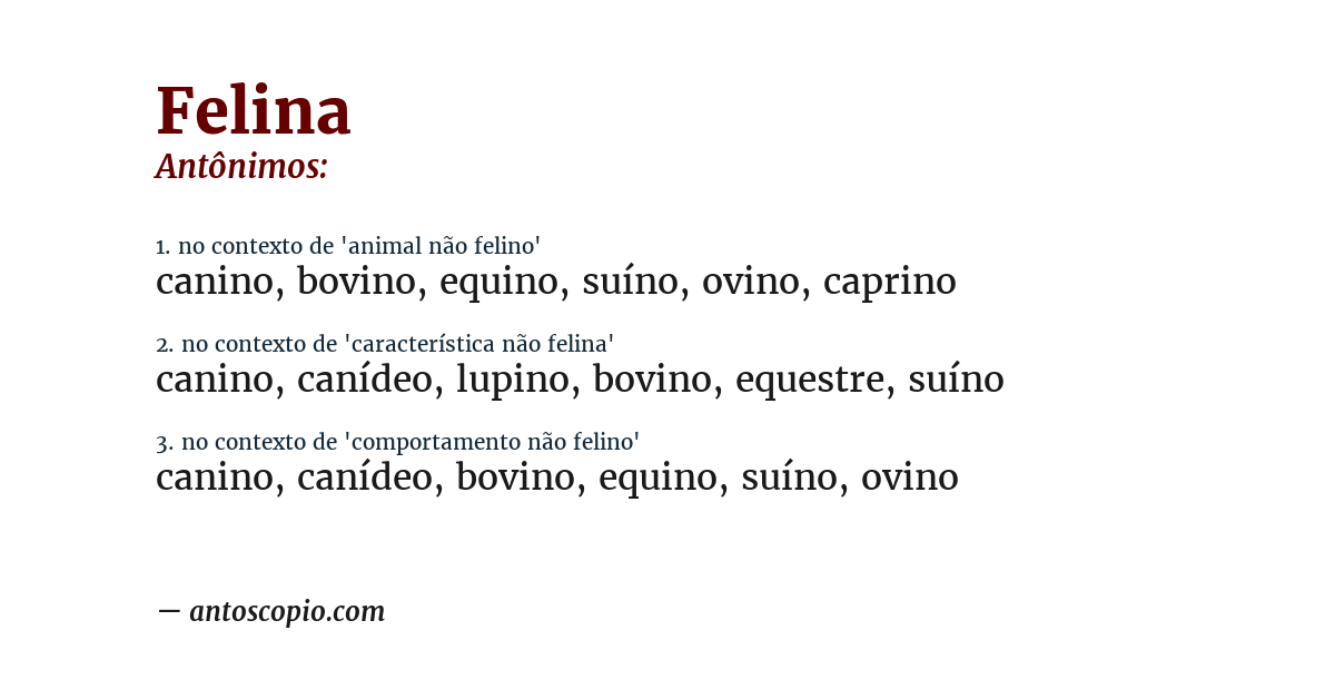 Antônimo de felina
