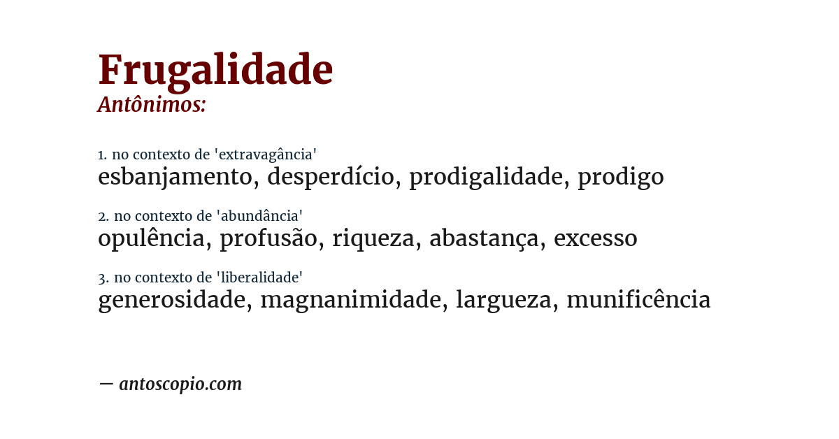 Antônimo de frugalidade