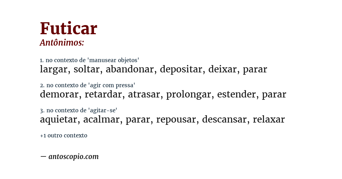 Antônimo de futicar