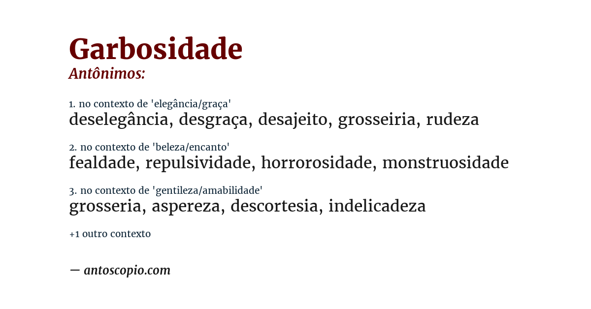 Antônimo de garbosidade