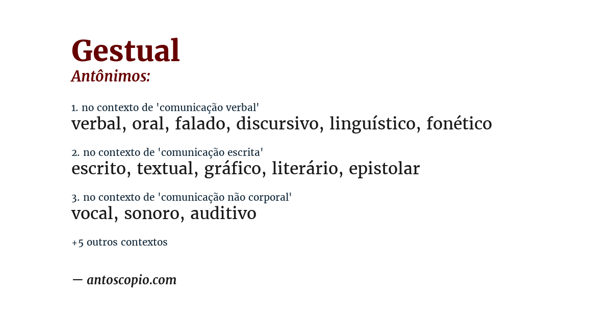 Antônimo de gestual