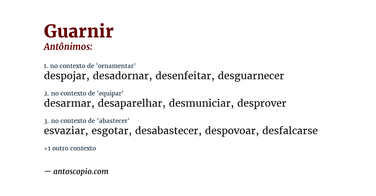 Antônimo de guarnir