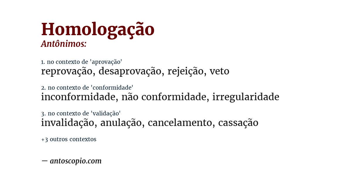 Antônimo de homologação