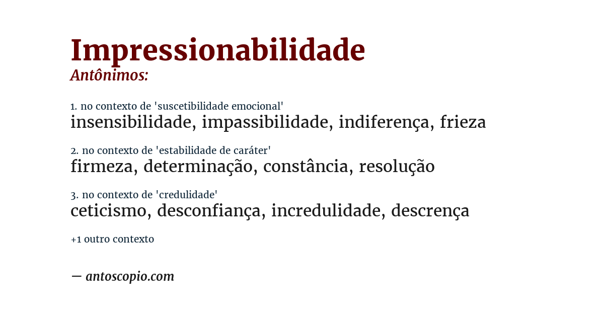 Antônimo de impressionabilidade