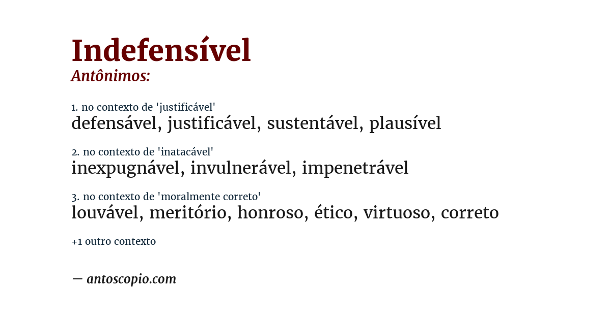 Antônimo de indefensível