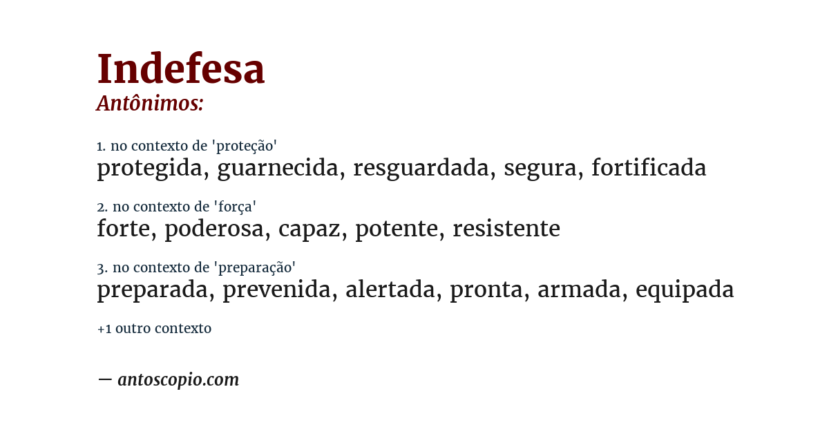 Antônimo de indefesa