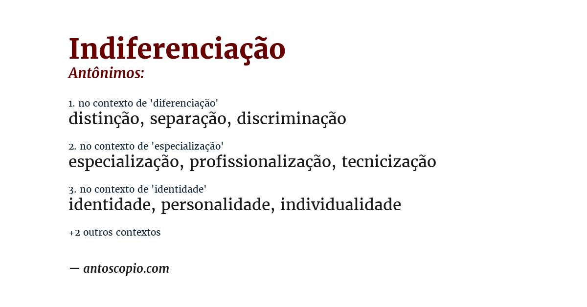 Antônimo de indiferenciação