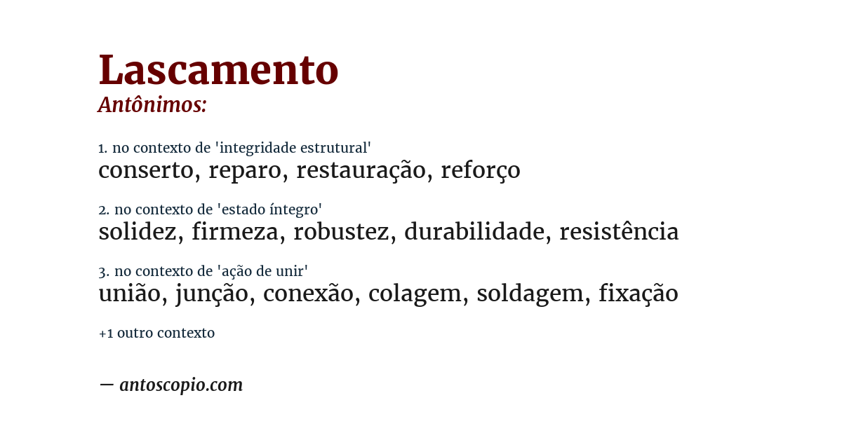 Antônimo de lascamento