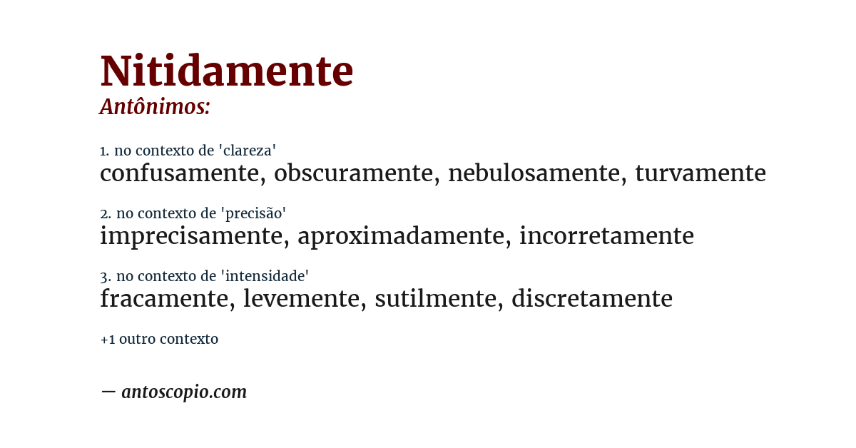 Antônimo de nitidamente