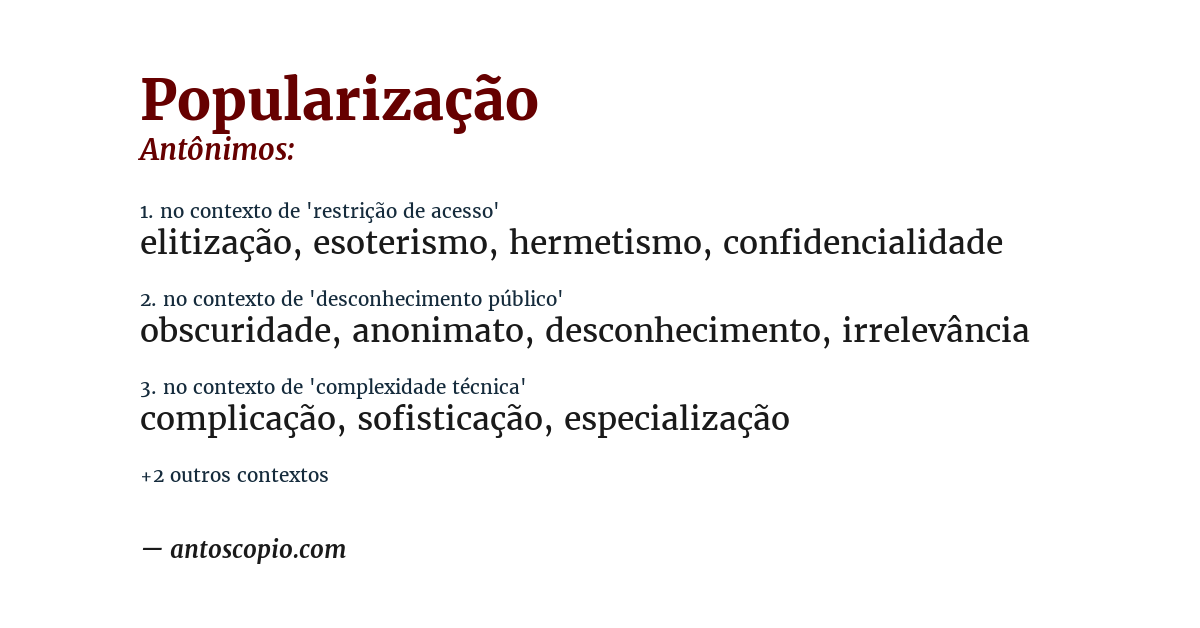 Antônimo de popularização