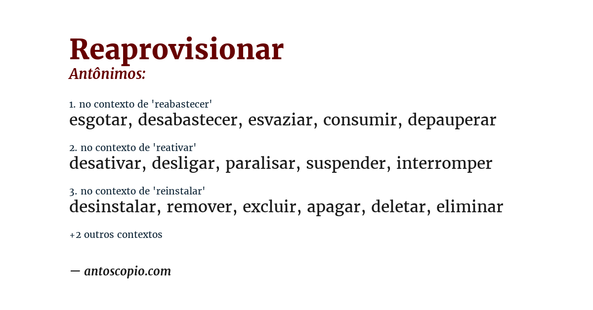 Antônimo de reaprovisionar