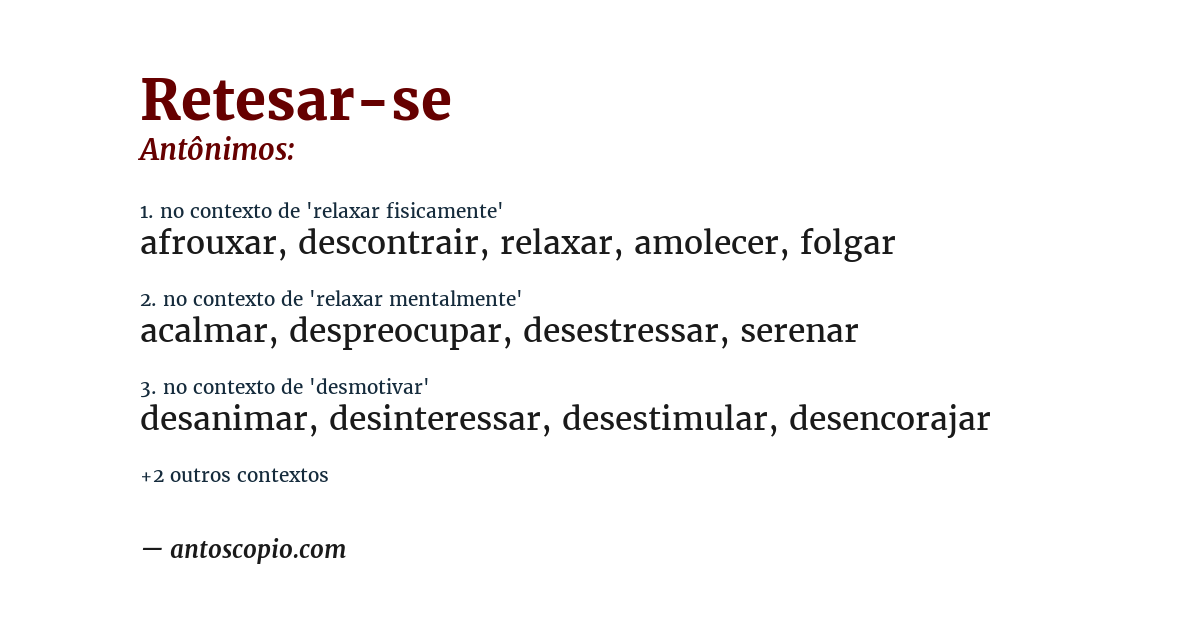 Antônimo de retesar-se