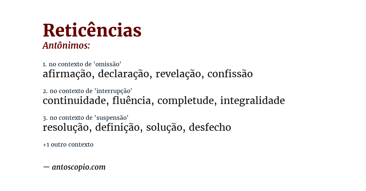 Antônimo de reticências