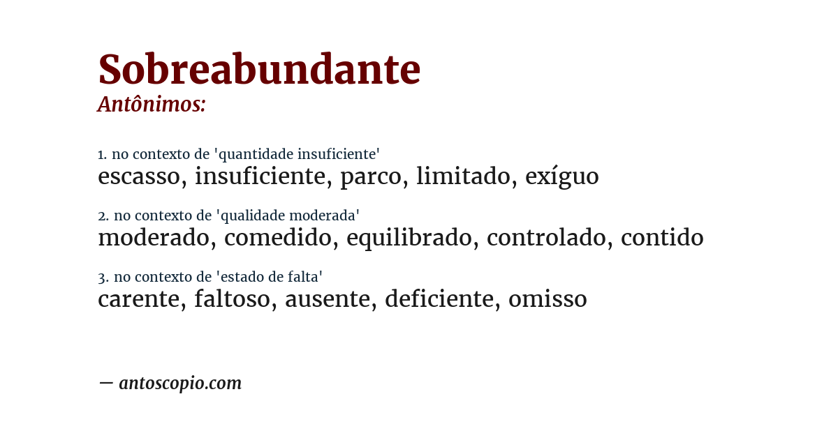 Antônimo de sobreabundante